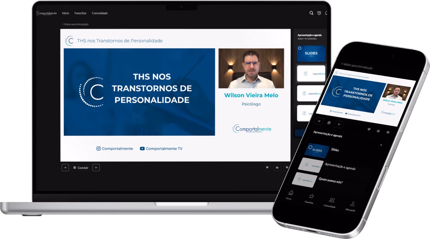 Pós-graduação em Transtornos de Personalidade na plataforma de ensino, no computador e no celular